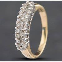 Pre-Owned 9ct Yellow Gold Brilliant Cut Diamond Three Row Ring 4148904