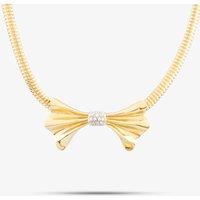 Pre-Owned 18ct Yellow Gold Brilliant Cut Diamond Bow Flexible 16 Inch Necklace 4156010