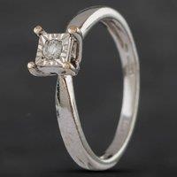 Pre-Owned 9ct White Gold 0.05ct Diamond Solitaire Ring 4158924