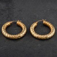 Pre-Owned 14ct Yellow Gold Patterned Hoop Earrings 4165202