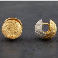 Pre-Owned 14ct Two Colour Gold Frosted Stud Earrings 4165280