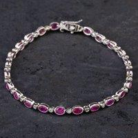 Pre-Owned 14ct White Gold 5.30ct Ruby & 0.23ct Brilliant Cut Diamond Line Rubover Set 7 Inch Bracelet 4307025