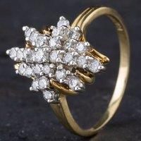Pre-Owned 14ct Yellow Gold Brilliant Cut Diamond Spikey Design Cluster Ring 4312007