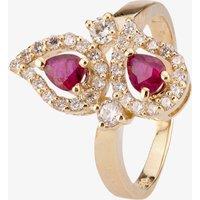 Pre-Owned 14ct Yellow Gold Ruby and Diamond Pear Effect Ring 4312169