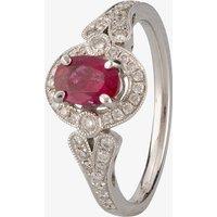 Pre-Owned 18ct White Gold 0.65ct Ruby & 0.30ct Diamond Cluster Ring 4312233