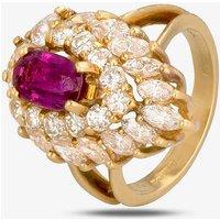 Pre-Owned 14ct Yellow Gold Ruby and Multi-cut Diamond Cluster Ring 4312350