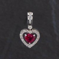 Pre-Owned 14ct White Gold 1.12ct Ruby & 0.33ct Brilliant Cut Diamond Open Design Heart Loose Pendant 4314021