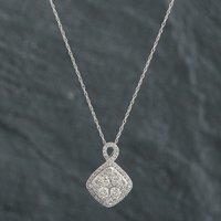 Pre-Owned 9ct White Gold 0.75ct Brilliant Cut Diamond Pendant & 18 Inch Prince Of Wales Chain 4314157