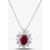 Pre-Owned Platinum 1.80ct Ruby & 0.45ct Diamond Cluster 18 Inch Necklace 4314252