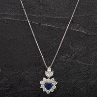 Pre-Owned Platinum 1.06ct Heart Shaped Sapphire & 1.00ct Diamond Pendant & 18 Inch Box Chain 4314474
