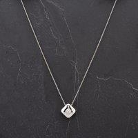 Pre-Owned 14ct White Gold 0.27ct Diamond Square Polished Pendant & 16 Inch Trace Chain 4314536