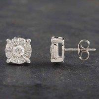 Pre-Owned 9ct White Gold 1.00ct Brilliant Cut Diamond Stud Earrings 431700617