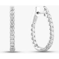 Pre-Owned 14ct White Gold 1.10ct Brilliant Cut Diamond Oval Hoop Earrings 43170125