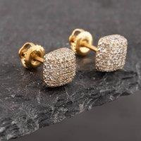 Pre-Owned Yellow Gold Single Cut Diamond Pave Cushion Stud Earrings 43171006