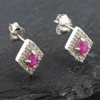 Pre-Owned White Gold 0.50ct Ruby & 0.08ct Diamond Marquise Shaped Stud Earrings 43171077