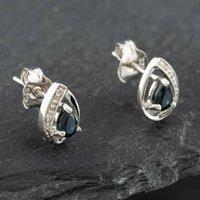 Pre-Owned White Gold 0.35ct Sapphire & Diamond Pear Shaped Stud Earrings 43171079