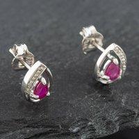 Pre-Owned White Gold 0.35ct Ruby & Diamond Pear Shaped Stud Earrings 43171080