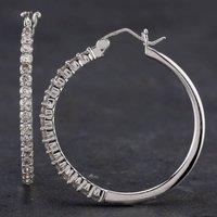 Pre-Owned 9ct White Gold 1.05ct Diamond Hoop Earrings 4317373