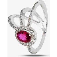 Pre-Owned 14ct White Gold Diamond Ruby Triple Shank Ring 4328035
