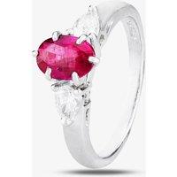 Pre-Owned Platinum Ruby and Pear Diamond Ring 4329231