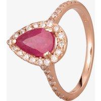 Pre-Owned 14ct Rose Gold 1.30ct Pear Shaped Ruby & 0.40ct Diamond Cluster Ring 4335019