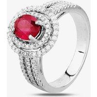 Pre-Owned 18ct White Gold 1.10ct Ruby & 0.60ct Diamond Double Halo Ring 4335036