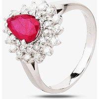 Pre-Owned 14ct White Gold Pear Shaped 1.00ct Ruby & 0.60ct Diamond Cluster Ring 4335055