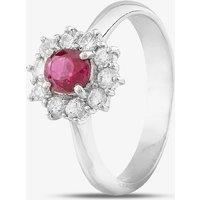 Pre-Owned Platinum 0.58ct Ruby & 0.36ct Brilliant Cut Diamond Oval Cluster Ring 4335217