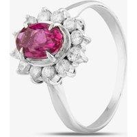 Pre-Owned Platinum 1.36ct Ruby & 0.45ct Brilliant Cut Diamond Oval Cluster Ring 4335222