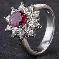 Pre-Owned Platinum 1.36ct Ruby & 1.06ct Diamond Cluster Ring 4335253
