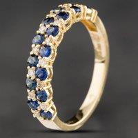 Pre-Owned 14ct Yellow Gold 0.91ct Sapphire & 0.16ct Brilliant Cut Diamond Two Row Half Eternity Ring 4336034