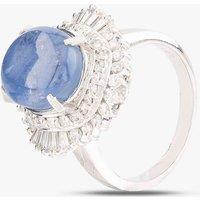 Pre-Owned Platinum 9.94ct Oval Star Sapphire & 0.88ct Brilliant Cut Diamond Cluster Ring 43361016