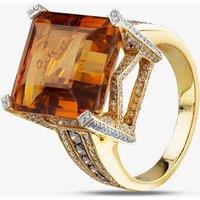 Pre-Owned 18ct Yellow Gold 13.50ct Citrine & 1.50ct Diamond Large Shoulder Set Solitaire Ring 4343008