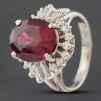 Pre-Owned Platinum 5.87ct Garnet & 0.66ct Diamond Oval Cluster Ring 434715718