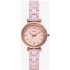 Fossil Ladies Carlie Pink Ceramic Bracelet Watch CE1106