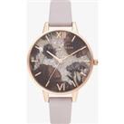 Olivia Burton Celestial Rose Gold Plated Rose Quartz Dial Pearl Pink Leather Strap Watch OB16SP15