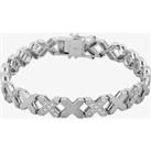Pre-Owned 9ct White Gold 7 Inch Cubic Zirconia Kiss Link Bracelet 4107436