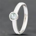Pre-Owned 9ct White Gold Aquamarine Rubover Solitaire Ring 41101266