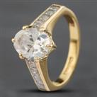 Pre-Owned 9ct Yellow Gold Cubic Zirconia Oval Dress Ring 41101321