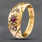 Pre-Owned 18ct Yellow Gold Ruby & Seed Pearl Five Stone Ring 41101415