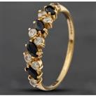 Pre-Owned 9ct Yellow Gold Marquise Cut Sapphire & Cubic Zirconia Half Eternity Ring 41101664