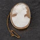 Pre-Owned Vintage Yellow Gold Cameo Oval Pin Brooch 4113002
