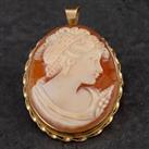 Pre-Owned Vintage Yellow Gold Cameo Oval Pin Brooch 4113003
