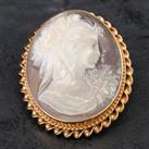 Pre-Owned Vintage 9ct Yellow Gold Hallmarked Birmingham 1977 Cameo Pin Brooch 4113015