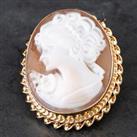 Pre-Owned Vintage 9ct Yellow Gold Hallmarked Birmingham 1982 Cameo Oval Pin Bar Brooch 4113016