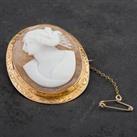 Pre-Owned Vintage Yellow Gold Cameo Oval Brooch 4113058