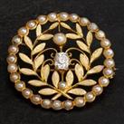 Pre-Owned Period Piece Diamond Pearl Brooch 4113414