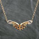 Pre-Owned 9ct Yellow Gold Sapphire & Brilliant Cut Diamond 17 Inch Belcher Necklace 411400111