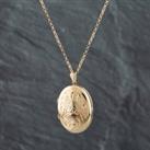 Pre-Owned 9ct Yellow Gold Oval Hand Engraved Pendant & 19 Inch Belcher Chain 41141321