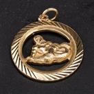 Pre-Owned 9ct Yellow Gold Aquarius Water Carrier Sign Pendant 4114577